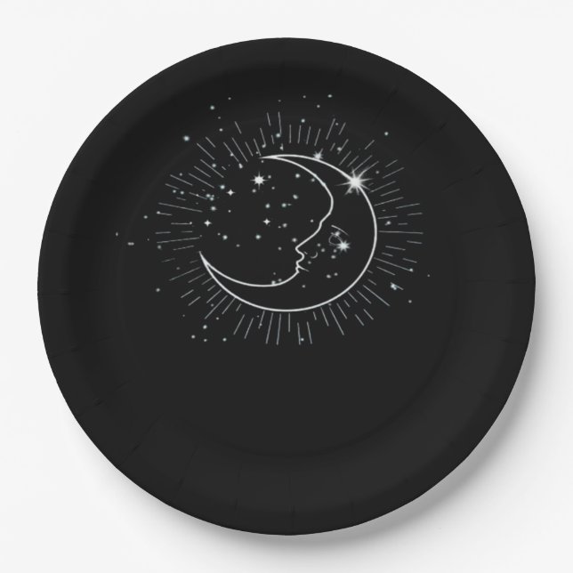 Whimsigoth Starry Night Moon Witchy Classic Pappteller (Vorderseite)