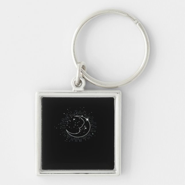 Whimsigoth Starry Night Moon Witchy Classic Schlüsselanhänger (Vorne)
