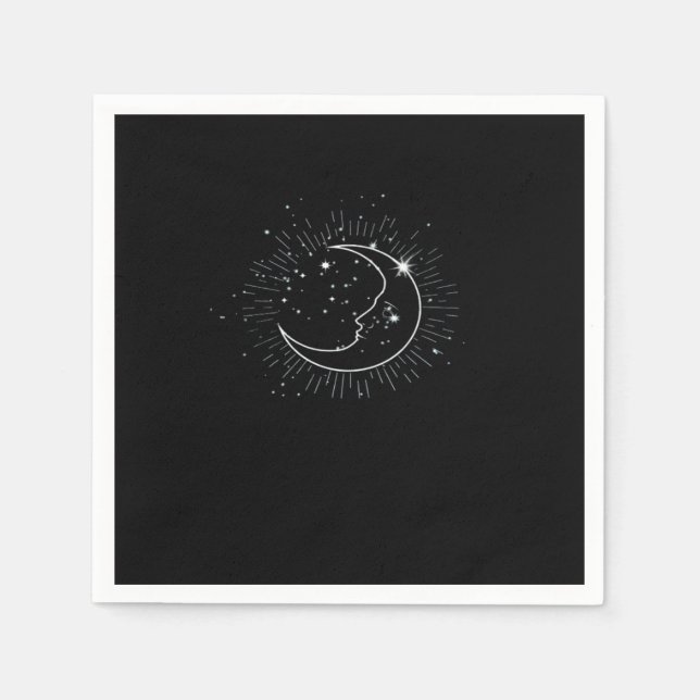 Whimsigoth Starry Night Moon Witchy Classic Serviette (Vorderseite)