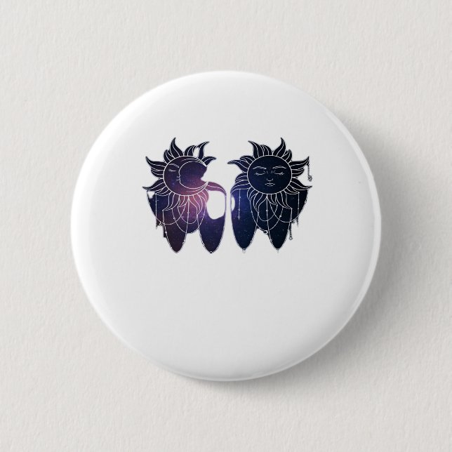 Whimsigoth Starry Night Sun Moon Witchy Classic Button (Vorderseite)