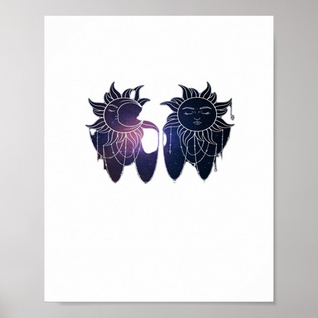 Whimsigoth Starry Night Sun Moon Witchy Classic Poster (Vorne)