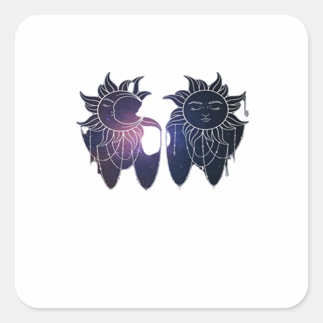 Whimsigoth Starry Night Sun Moon Witchy Classic Quadratischer Aufkleber (Vorderseite)