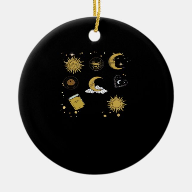 Whimsigoth Sun Moon Witchy Classic Keramik Ornament (Vorne)