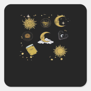 Whimsigoth Sun Moon Witchy Classic Quadratischer Aufkleber