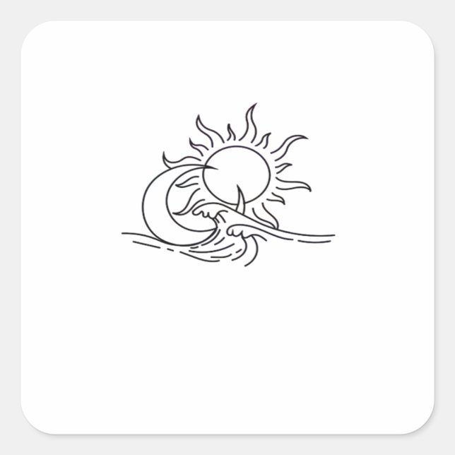 Whimsigoth Sun Sea Witchy Quadratischer Aufkleber (Vorderseite)
