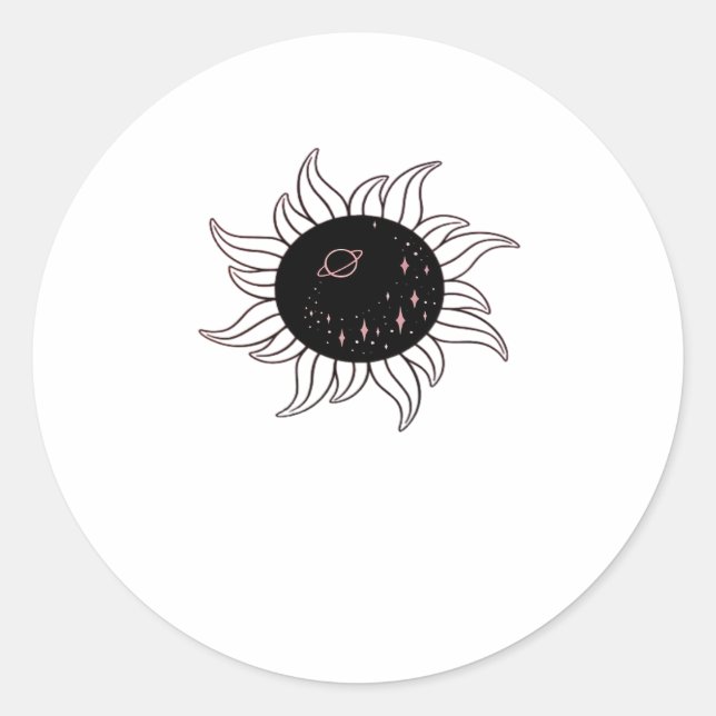 Whimsigoth Sun Space Mountains und Sonnenuntergang Runder Aufkleber (Vorderseite)