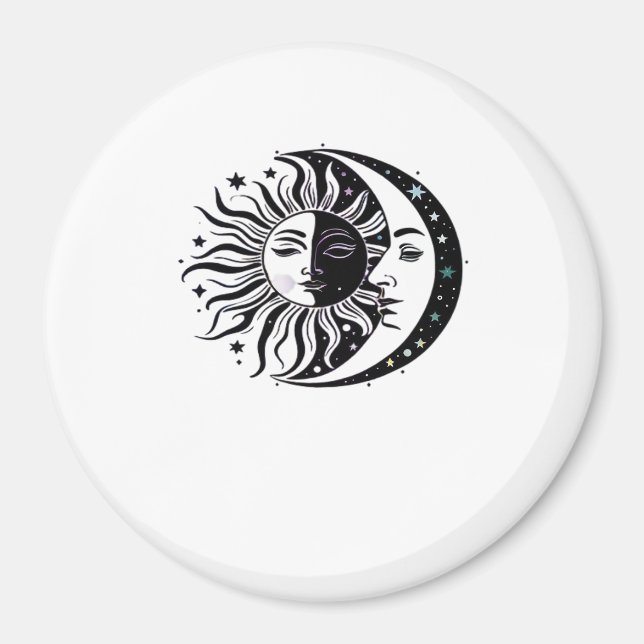 Whimsigoth Watercolor Sun Moon Witchy Classic Magnet (Vorne)