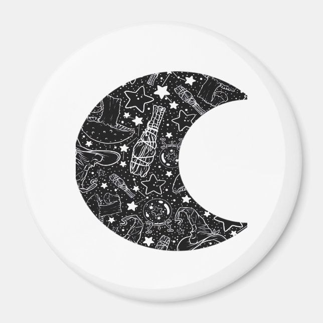 Whimsigoth Witch Moon Wicca Kawaii Goth Tattoo Ast Magnet (Vorne)