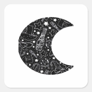 Whimsigoth Witch Moon Wicca Kawaii Goth Tattoo Ast Quadratischer Aufkleber