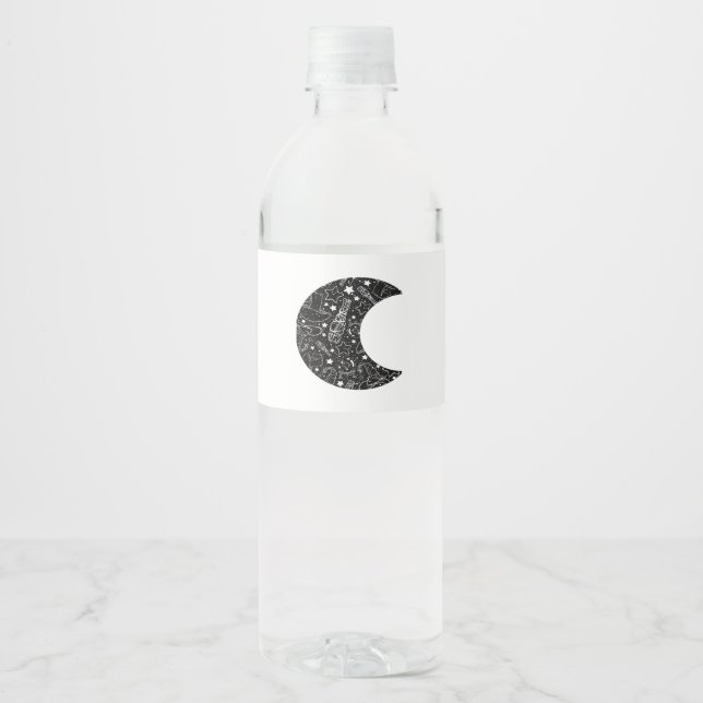 Whimsigoth Witch Moon Wicca Kawaii Goth Tattoo Ast Wasserflaschenetikett (Vorderseite)