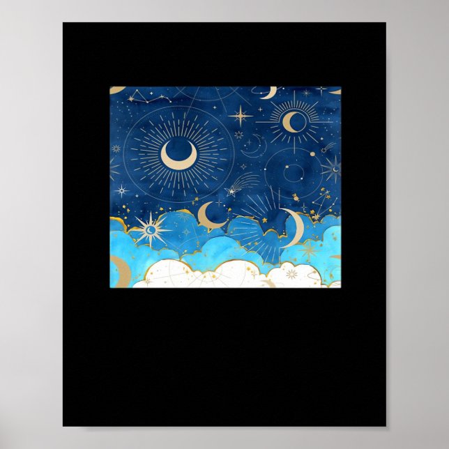Whimsigoth Wolken Sun Moon Witchy Classic Poster (Vorne)