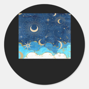 Whimsigoth Wolken Sun Moon Witchy Classic Runder Aufkleber