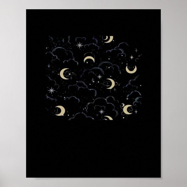 Whimsigoth Wolken Sun Moon Witchy Poster (Vorne)