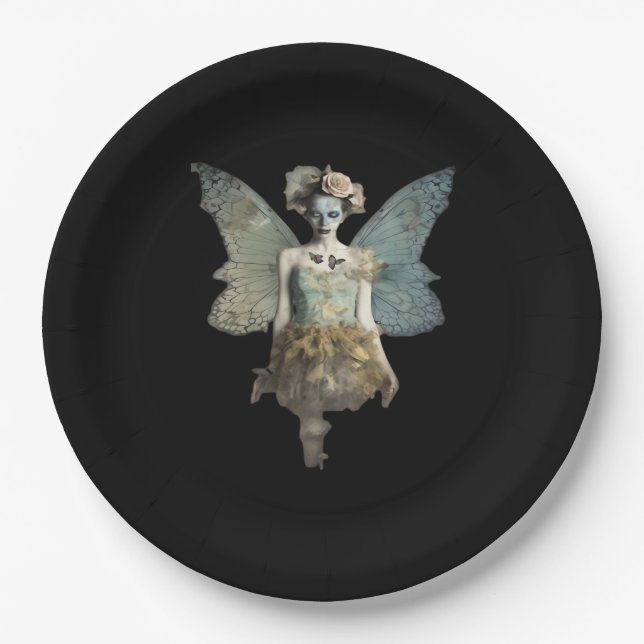 Whimsigoth Zombie Fairy Old Time Gothic Moody Art Pappteller (Vorderseite)