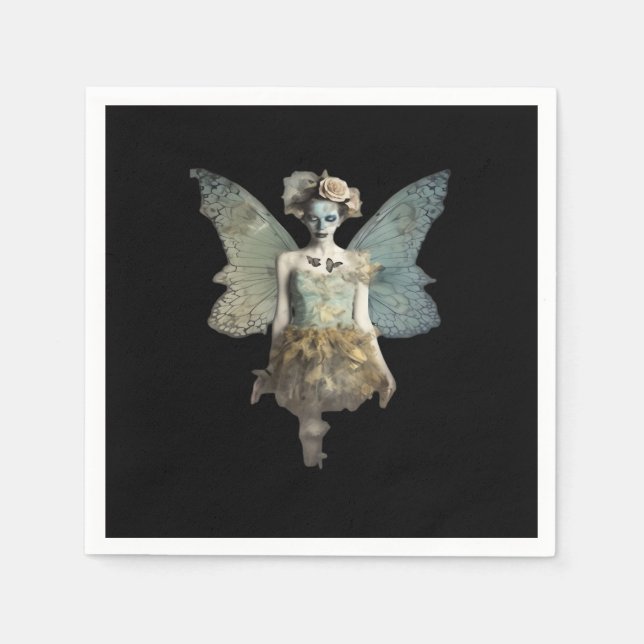 Whimsigoth Zombie Fairy Old Time Gothic Moody Art Serviette (Vorderseite)
