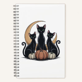 Whimsigothic Black Cats Pumpkin Moon Halloween Notizbuch