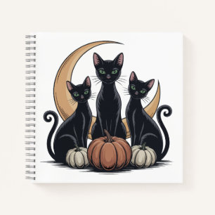 Whimsigothic Black Cats Pumpkin Moon Halloween Notizbuch
