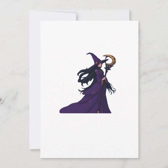 Whimsigothic Moon Witch Feiertagskarte (Vorderseite)