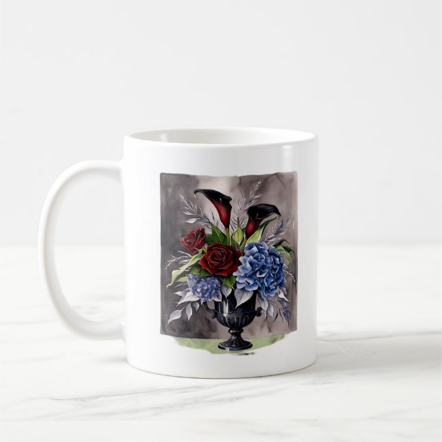 Whimsigothie - Gothic Floral Vase ästhetische Klas Kaffeetasse (Links)