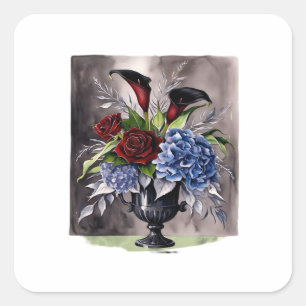 Whimsigothie - Gothic Floral Vase ästhetische Klas Quadratischer Aufkleber