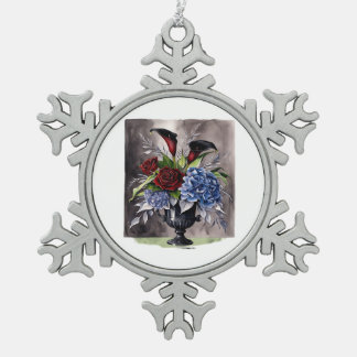 Whimsigothie - Gothic Floral Vase ästhetische Klas Schneeflocken Zinn-Ornament