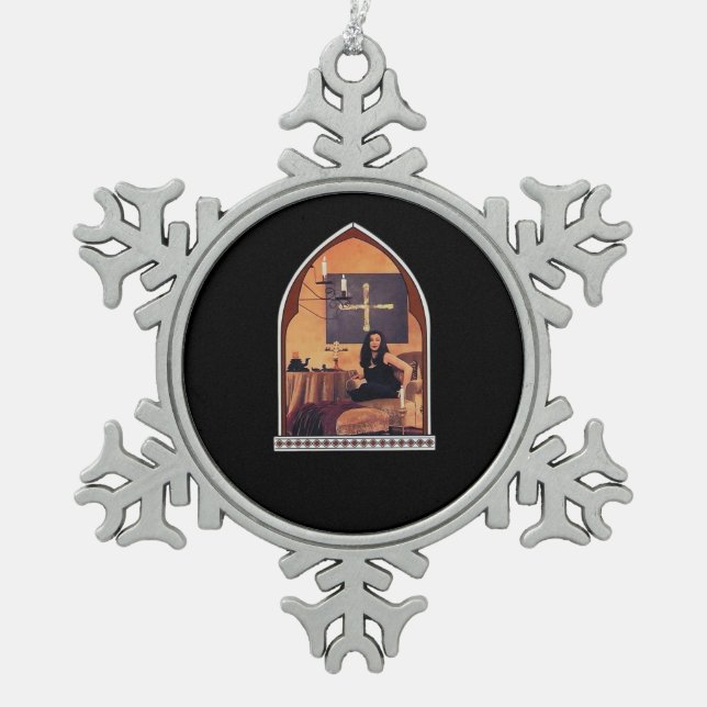 Whimsigotische Kathedrale Classic Schneeflocken Zinn-Ornament (Vorderseite)