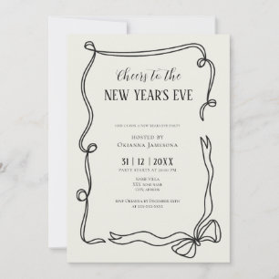 Whimsikal gezeichnete Coquette Silvesterparty Einladung