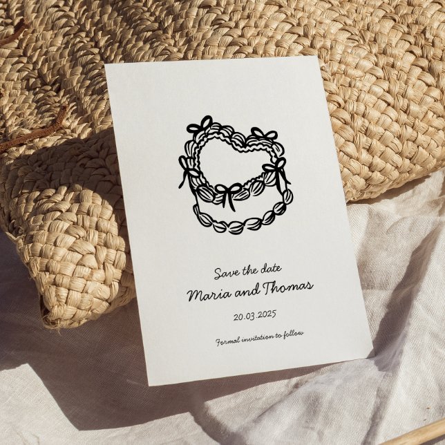 Whimsikal handGezeichnet Kuchen Hochzeit speichern Save The Date (Von Creator hochgeladen)