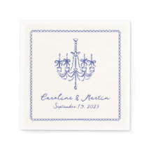 Whimsikale, blaue, handgezeichnete Hochzeitsnapkin