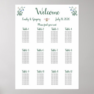 Whimsikale Blume Hochzeit Poster