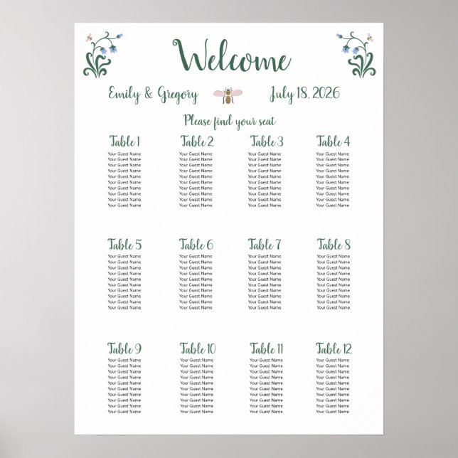 Whimsikale Blume Hochzeit Poster (Vorne)