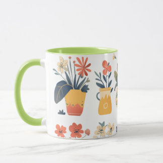 Whimsikale Blüten in lebhaften Pots Tasse