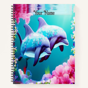 Whimsikale Delphine und Blumenwasser Notizbuch