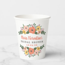 Whimsikale Errötung und Brautparty mit Korallenblu Pappbecher