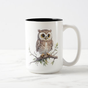 Whimsikale Eule in einem Baum geknallt Zweifarbige Tasse
