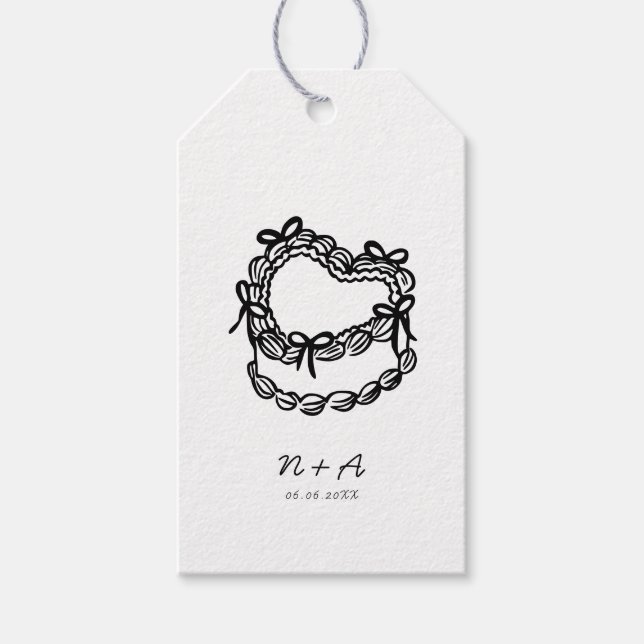 Whimsikale handGezeichnet Kuchenhochzeit Geschenkanhänger (Vorderseite)