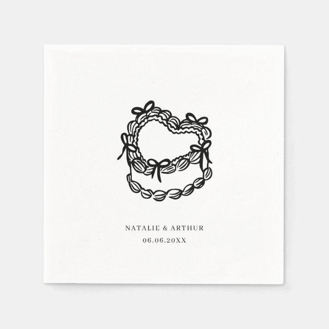 Whimsikale handGezeichnet Kuchenhochzeit Serviette (Vorderseite)