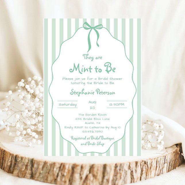 Whimsikale handgezogene Minze als Brautparty Einladung (Von Creator hochgeladen)