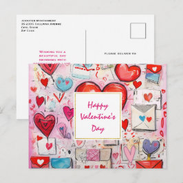 Whimsikale Herzen und Liebe Buchstaben Valentinsta Feiertagspostkarte
