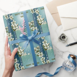 Whimsikale Kirschblüte mit Glitzern Geschenkpapier