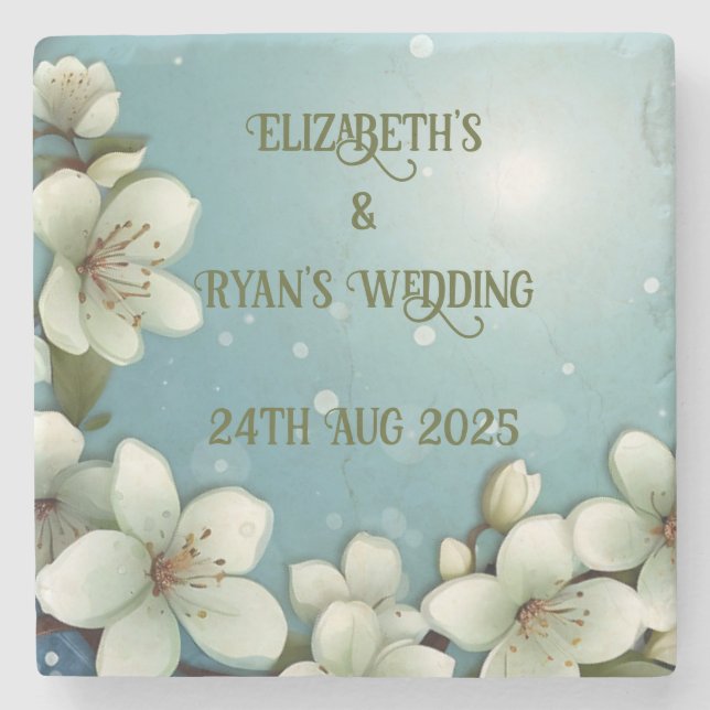 Whimsikale Kirschblüte mit Glitzern Steinuntersetzer (Vorderseite)