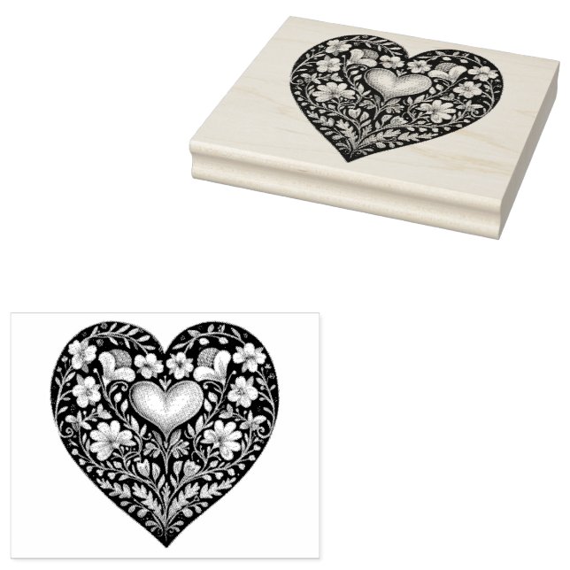 Whimsikale Liebe: Gouache Valentine Hearts Gummistempel (Stempel)