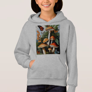 Whimsikale Natur: Vintager Pilz- und Schmetterling Hoodie