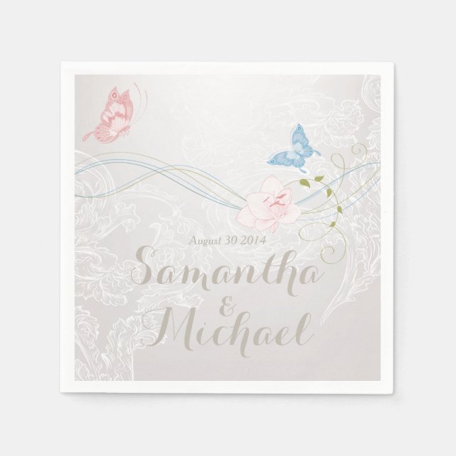 Whimsikale Schmetterlinge und Hochzeiten Serviette (Vorderseite)