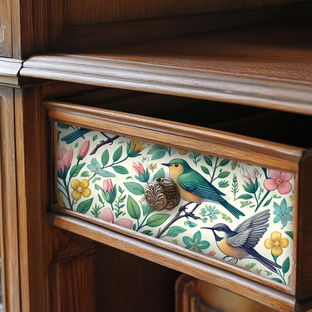 Whimsikale Vintage Vögel und Blumenmuster Seidenpapier (Von Creator hochgeladen)