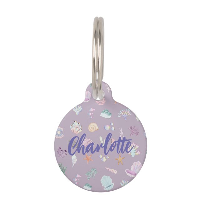 Whimsikale Wasserfarbe unter dem Meer Haustiermarke (Vorderseite)