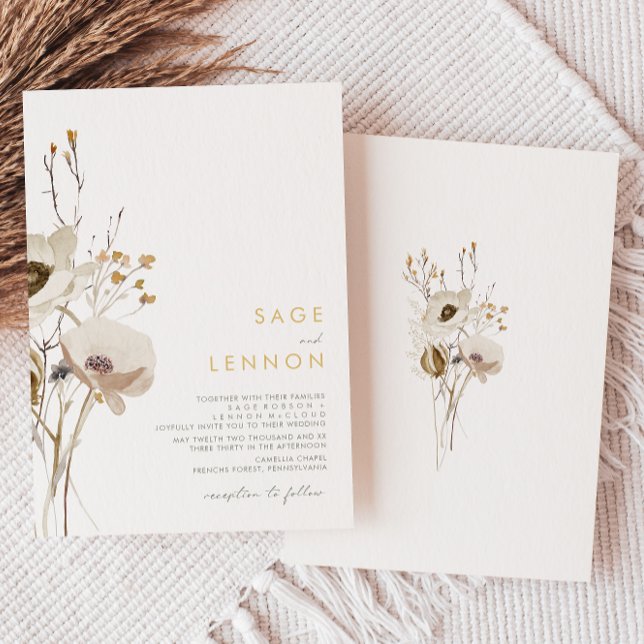 Whimsikale Wildblume Hochzeitseinladung Einladung (Von Creator hochgeladen)