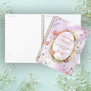 Whimsikale Wildblume Rosa Hochzeit Planer