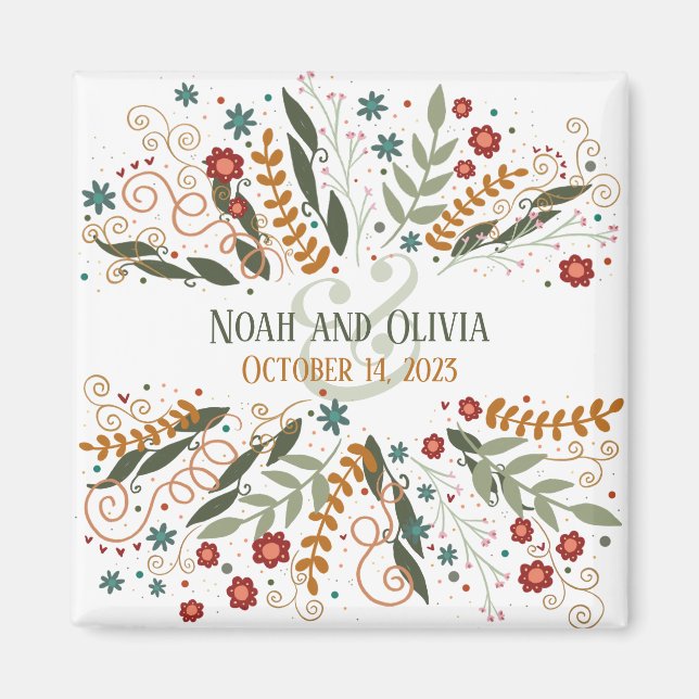 Whimsikale Wildblumen florale Elegante Inspirivity Magnet (Vorne)