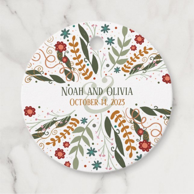 Whimsikale Wildblumen vergnügen sich mit moderner  Geschenkanhänger (Vorderseite)